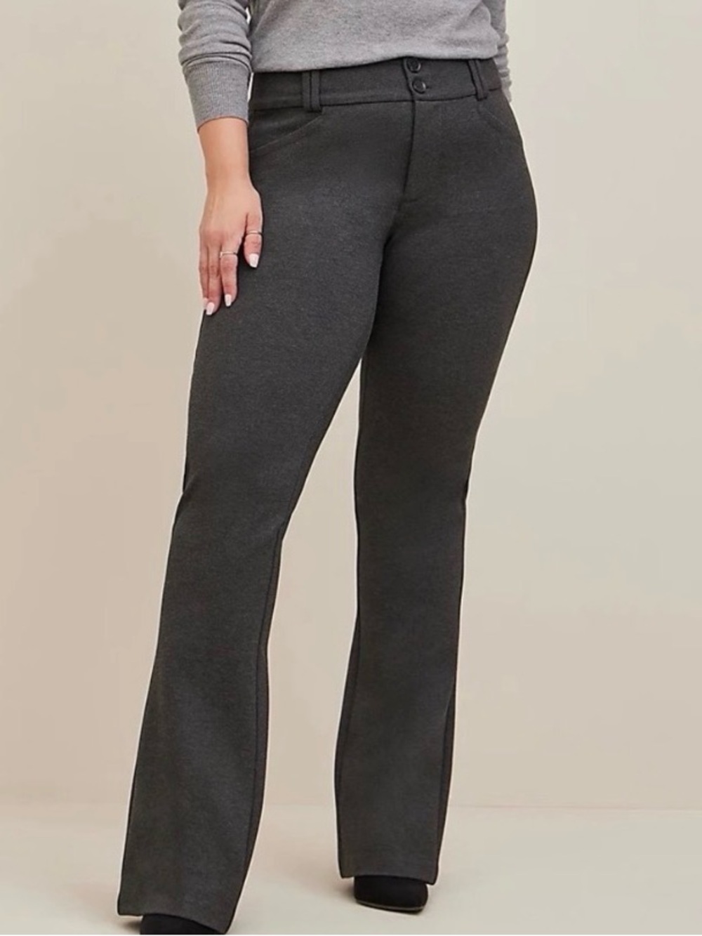 Torrid | Charcoal Grey/Gray Studio Ponte Boot-Cut Trousers Dress Pants Sz 18R